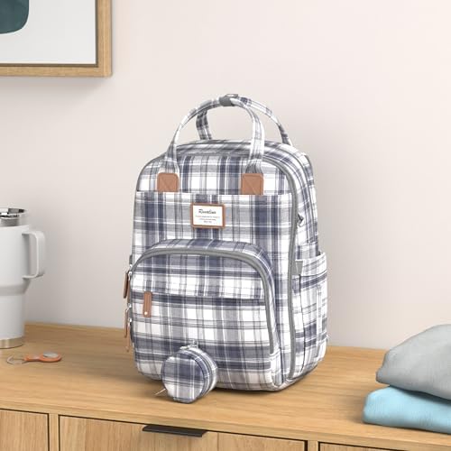 RUVALINO Diaper Bag Backpack, Multifunction Travel Pack Maternity Baby Changing Bags, Large Capacity, Waterproof, Blue Plaid - Image 2
