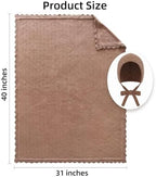 LifeTree Knit Baby Blanket & Hat, 100% Cotton Soft Swaddle & Receiving Blanket for Toddler, Lightweight & Breathable Newborn Blanket Unisex for Crib, Stroller, 31X40 Inches, Shower Registry Gift,Brown - Image 4