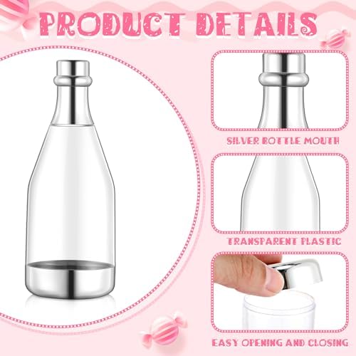 Gerrii 60 Pcs Mini Champagne Bottles Plastic Candy Container Set with Tags - Image 3
