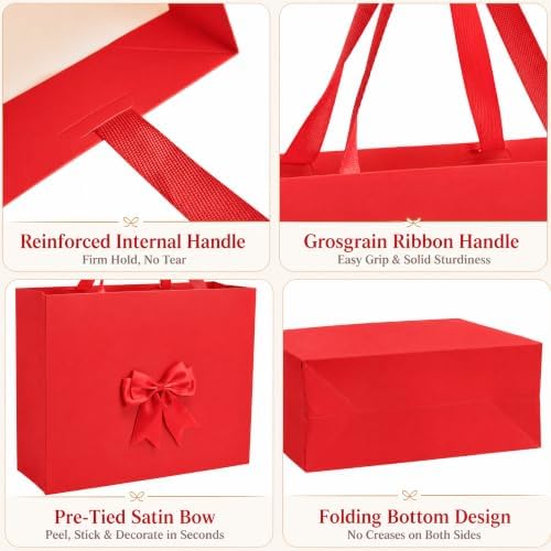 Catlovecorn 20 Pack Large Red Gift Bags, 16.5 x 5.5 x 12.6 In - Image 3
