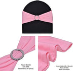 50pcs Pink Spandex Chair Sashes Stretchable for Wedding Party Banquet Decoration Fitted Elastic Bulk Chair Cover Band Bows for Baby Shower Engagement Event Home Dining Decor Wholesale - Image 2