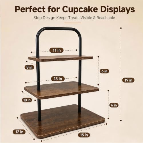 Cupcake Stand, 3 Tier Large Wood Cupcake Stand for 50 Cupcakes - Image 3