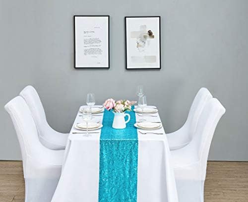 6PCS 12x72 Inch Sequin Table Runner Turquoise Glitter Table Runner for Party, Wedding, Bridal Baby Shower, Event Decorations（6PCS, 12x72 Inch, Turquoise） - Image 6