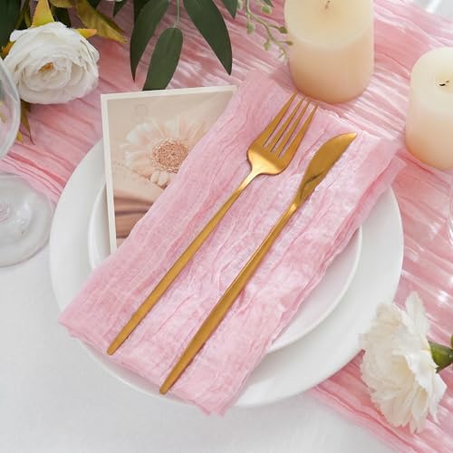 50 Pack Cheesecloth Napkins 20"x20" Blush Pink Gauze Boho Napkins - Image 7