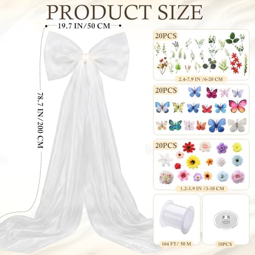 Norme 79 x 20 Inch Giant Organza Bow Decoration, Extra Large Tulle Bow - Image 2