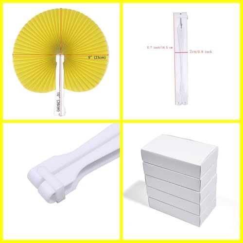 20 Pieces Yellow Round Paper Fans - Image 2
