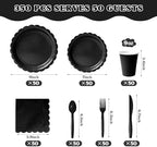 Vyntra 350 Pcs Black Paper Plates and Napkins Party Supplies - Image 2