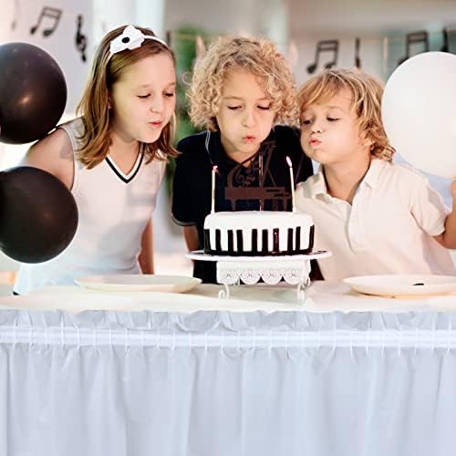 Tegeme 16 Pieces White Plastic Table Skirts for Rectangle Tables, 14 ft x 29 in Disposable Ruffle Table Skirting with Adhesive Strip, Bulk Party Supplies for Wedding, Birthday, Baby Shower & Banquet - Image 5