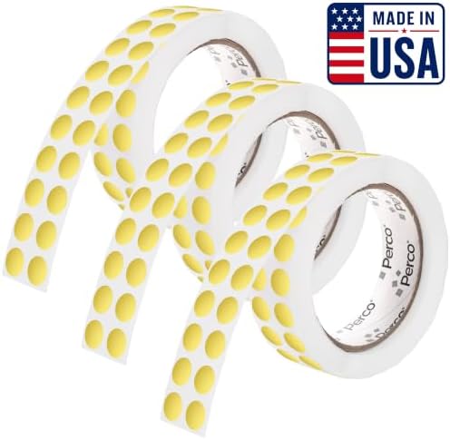 Perco Metallic Gold Perforated Round Circle Dot Sticker 1/2-Inch Labels — 3 Rolls, 9,000 Stickers—Weddings, Invitations, Events for VIP Marking, Rewards & Premium Accents, Strong Adhesive—Made in USA by Perco