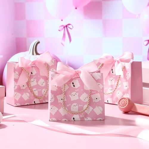 Kolldenn 40 Pcs Pink Halloween Party Favor Bags with Handles,Boo Style - Image 5