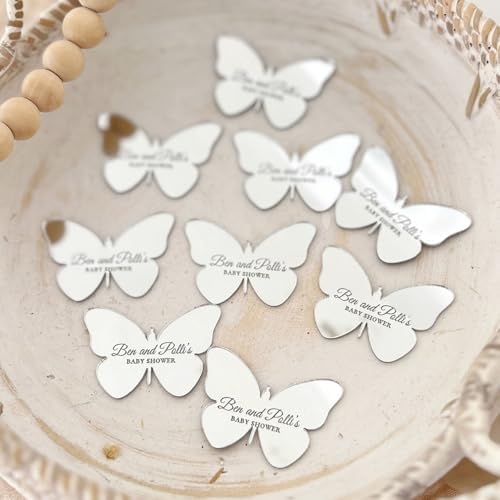 Custom Butterfly Baptism Favors, Mirror Acrylic Baptism Tag, Personalized Christening Thank You Gifts For Guests, First Holy Communion Favors, Baby Shower Keepsake(100pcs) - Image 3