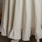 GLORY SEASON Retro Farmhouse Ruffle Round Tablecloth Cotton Flounces Trim Washable Table Cover White Tablecloths for Rectangle Table Baby Shower Kitchen Party Wedding Decor,70'' Round - Image 3