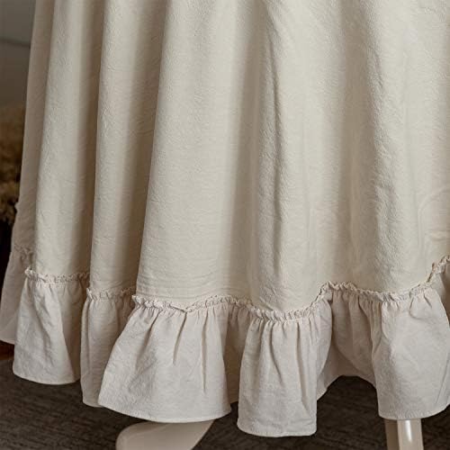 GLORY SEASON Retro Farmhouse Ruffle Round Tablecloth Cotton Flounces Trim Washable Table Cover White Tablecloths for Rectangle Table Baby Shower Kitchen Party Wedding Decor,70'' Round - Image 3