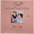 Personalized Photo Album For Newlyweds, Holds 200 4" x 6" Photos, Engraved Our Honeymoon Leatherette Photo Album, Gift For Her, Pink Photo Scrapbook, Photo Keepsake by GiftsForYouNow