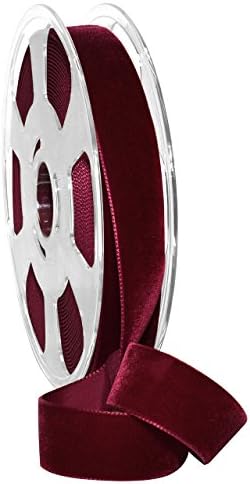 Morex Ribbon Nylvalour Velvet Ribbon, Nylon, 7/8 inches by 11 Yards, Wine, Item 01225/10-424, 7/8" by 11 yd, by MorexRibbon