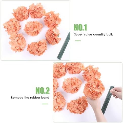 AVIVIHO 65pcs Fake Flowers Terracotta Hydrangea Artificial Flowers Bulk (Not Squished, No Steaming Need) Silk Flowers with Stems for Wedding Decor,Home,Baby Shower,Table Centerpieces Decoration - Image 5