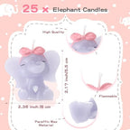 Conelist 25 Set Baby Shower Candles Favors Elephant for Guests, Pink - Image 2