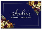 Andaz Press Custom Personalized Disposable Paper Placemats, 12 x 18 Inch, Set of 25, Custom Bridal Shower Navy Blue Floral, Tableware, Dining, Tabletop, Table Setting for Bridal Shower by AndazPress