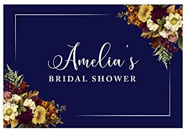 Andaz Press Custom Personalized Disposable Paper Placemats, 12 x 18 Inch, Set of 25, Custom Bridal Shower Navy Blue Floral, Tableware, Dining, Tabletop, Table Setting for Bridal Shower by AndazPress