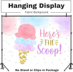 Fabric 10x6.5ft Ice Cream Party Backdrop Banner Here's The Scoop Summer Baby Shower Party Decoration Sweet Candyland Princess Girl Birthday Cake Table Photography Background - Image 6