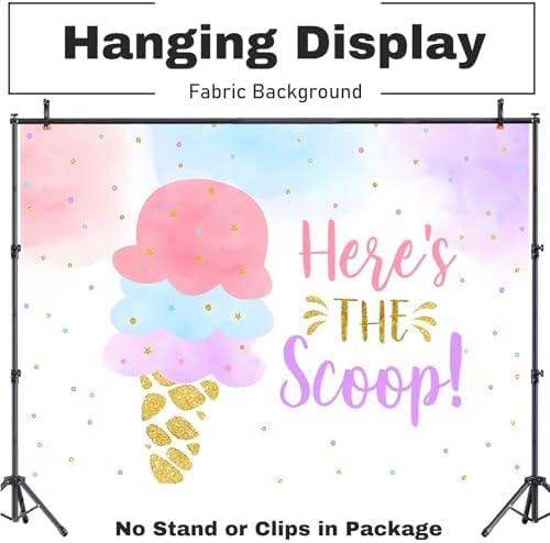 Fabric 10x8ft Ice Cream Party Backdrop Banner Here's The Scoop Summer Baby Shower Party Decoration Sweet Candyland Princess Girl Birthday Cake Table Photography Background - Image 6
