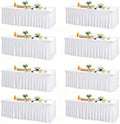 Wish Care 8 Pack White Spandex Table Clothes for 8 Foot Rectangle Tables, 8FT Wrinkle Free Fitted Tablecloths Ruffles Design Table Cloth for Party, Banquet, Wedding and Events by WishCare