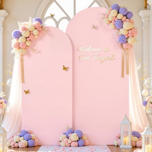 Pink and Hot Pink Photo Arch Backdrop Cover Set of 2 Spandex 7.2 and 6ft Arch Covers Stretchy Backdrop Birthday Party Arch Stand Covers for Girls Baby Shower Wedding Banquet Background Decoration - Image 4