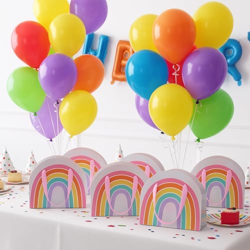 AmazingSpark 24 Pcs Rainbow Party Favor Bags 7.9 x 6.7 x 3.9 Inch Rainbow Gift Goodie Bags with Handles Colorful Treat Candy Gift Wrap for Birthday Baby Shower Wedding Party Favors Supplies - Image 5