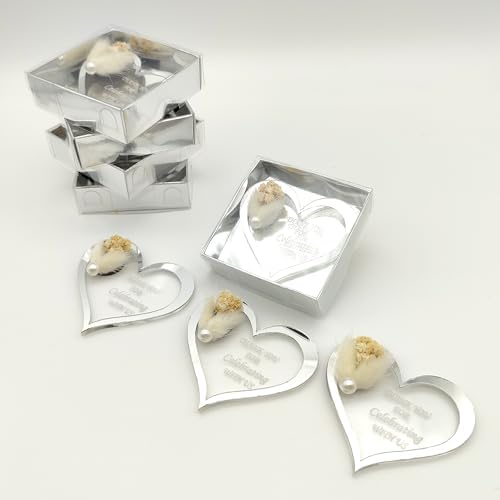 Wedding Favor Guest Bulk Magnet Gold Heart, Sets of Party Favors, Gold Heart Acrylic Bridal Shower Favors, Party Favor for Attendee (Silver Heart Magnet, Set of 30) - Image 4