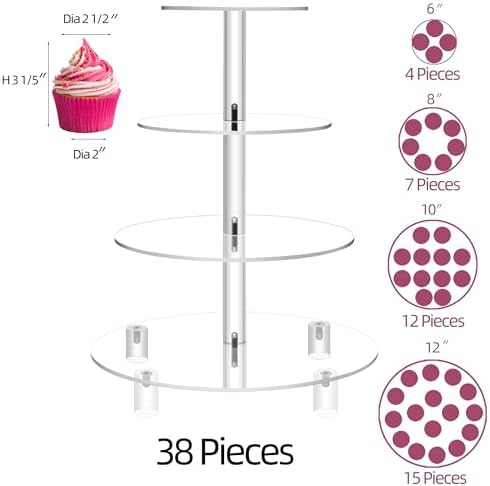 Jusalpha 4 Tier Round Acrylic Cupcake Stand Food Display (Tall version) - Image 4