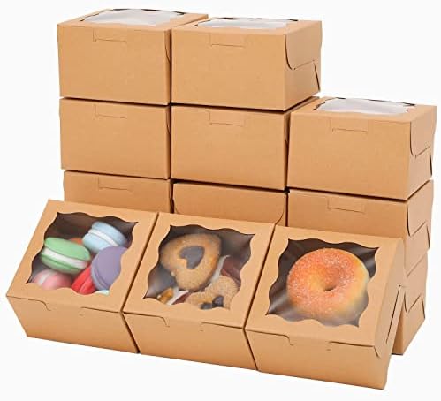 Bakepacker Brown Bakery Boxes with Window 4"x 4"x 2.5", 400pcs - Image 3