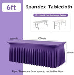NSSONBEN 2 pk Purple Spandex Tablecloth for 6 Foot Rectangle Tables,Wrinkle Free Fitted Spandex Table Covers 6ft Stretch Table Cloths with Ruffle Skirt for Parties Weddings Banquet Baby Shower - Image 7