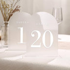 UNIQOOO Frosted Arch Wedding Table Numbers with Stands 1-20, 5x7" Acrylic Display Signs and Holders, Pack of 20, Perfect for Centerpiece, Reception, Decoration, Party, Anniversary, Event by UNIQOOO