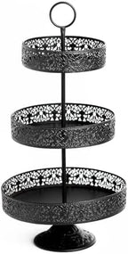 Efavormart 23" Black Metal Reversible Tiered Cupcake Stand, 3 Tier Dessert Stand Cupcake Holder, Display Stand - Image 7