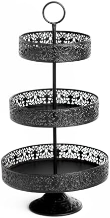Efavormart 23" Black Metal Reversible Tiered Cupcake Stand, 3 Tier Dessert Stand Cupcake Holder, Display Stand - Image 7