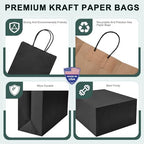 METRONIC Black Paper Bags 5.25x3.75x8 Inch Small Gift Bags 200 Pack - Image 3