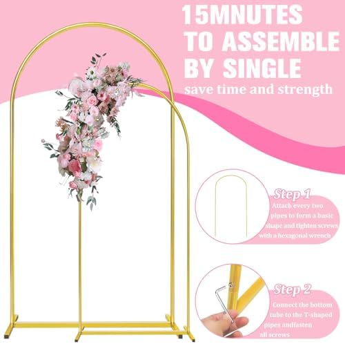 6.6FT Arch Backdrop Stand, Gold Metal Arch Stand Backdrop - Image 5