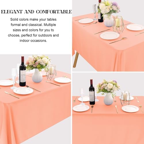 4 Pack Rectangle Tablecloth for 6 Foot Tables Washable Polyester Table Cover for Wedding Dining Table Parties Banquet（60x102 Peach Coral） - Image 3