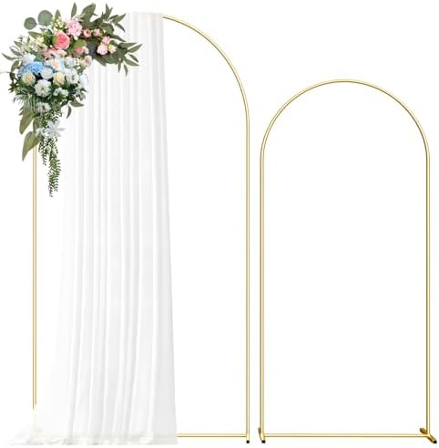 Metal Arch Backdrop Stand, 7.2FT+6FT Wedding Arch Frame, Balloon Arch Backdrop Stand Set of 2, Gold Wedding Arch Backdrop Stand for Wedding Birthday Party Baby Shower Graduation Ceremony Decor by Unknown