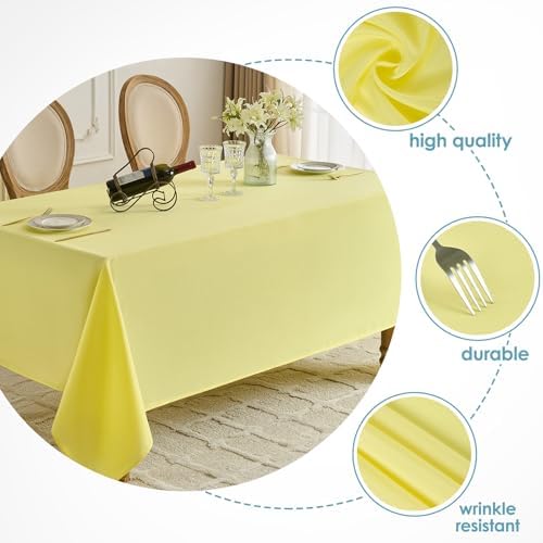 VidaFete 10 Pack 90 * 132inch Yellow Rectangle Tablecloth for 6ft Tables - Image 3