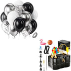 Black Silver Confetti Latex Balloons,60pcs 12 inch Black White Silver Metallic Chrome and Confetti Balloons and Electric Balloon Pump by Bezente