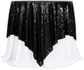 Poise3EHome Black Sequin Tablecloth 90×90 Inch Square Sequin Fabric Table Cover Overlay for Halloween Baby Shower Birthday Party Wedding Holiday Cake Table Decoration by Poise3EHome