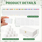 119 Pcs Baby Shower Game – 64 White Wooden Cubes to Decorate, Storage Box, 48 Acrylic Markers, 5 stencil templates & Instruction Sign - Image 2