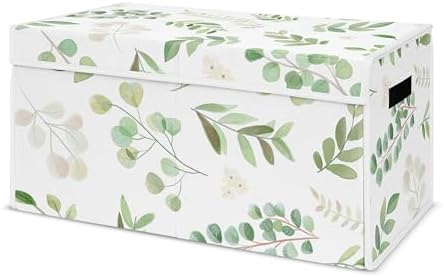 Sweet Jojo Designs Floral Leaf Girl Small Fabric Toy Bin Storage Box Chest for Baby Nursery or Kids Room - Green and White Boho Watercolor Botanical Woodland Tropical Garden by SweetJojoDesigns