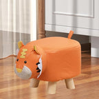 Animal Shaped Children's Footstool, Orange Tiger Ottoman with Wooden Legs, 11.8 x 9.8 x 9.8 in for Entryway and Playroom - Image 7