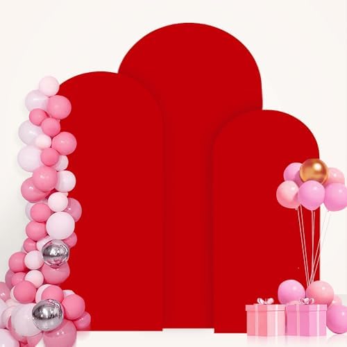 FANPROMS Arch Covers Set of 3 Red Arch Cover 5FT 6FT 7FT Fitted Spandex Arch Cover for Arch Stand Covering Chiara Arch Cover Stretchy Fabric for Wedding Banquet Decoration - Image 5
