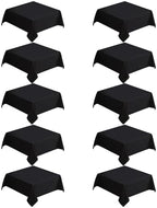 VidaFete Classic Series 10 Pack 52 * 52inch Black Square Tablecloth by VidaFete