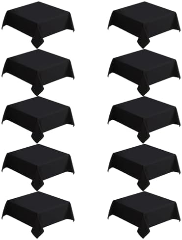 VidaFete Classic Series 10 Pack 52 * 52inch Black Square Tablecloth by VidaFete