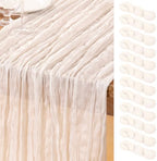 DeZerlor Ivory White Cheesecloth Table Runners 12 Pack Summer Boho Runners by DeZerlor