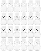 – 24 Pack 2 oz BPA-Free Plastic Honey Bear Bottles with Sealable White Screw Top Lids, Clear Mini Squeeze Bottles for Honey, Samples & Party Favors (24pk, 2oz, WHT) by CLEARVIEWCONTAINERS